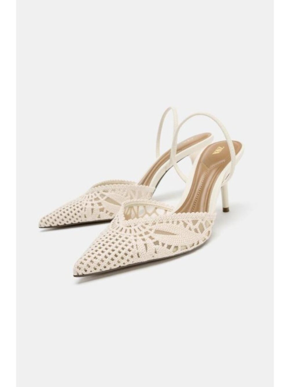 ZARA PERFORATED SLINGBACK HEELS - Picture 4 of 6